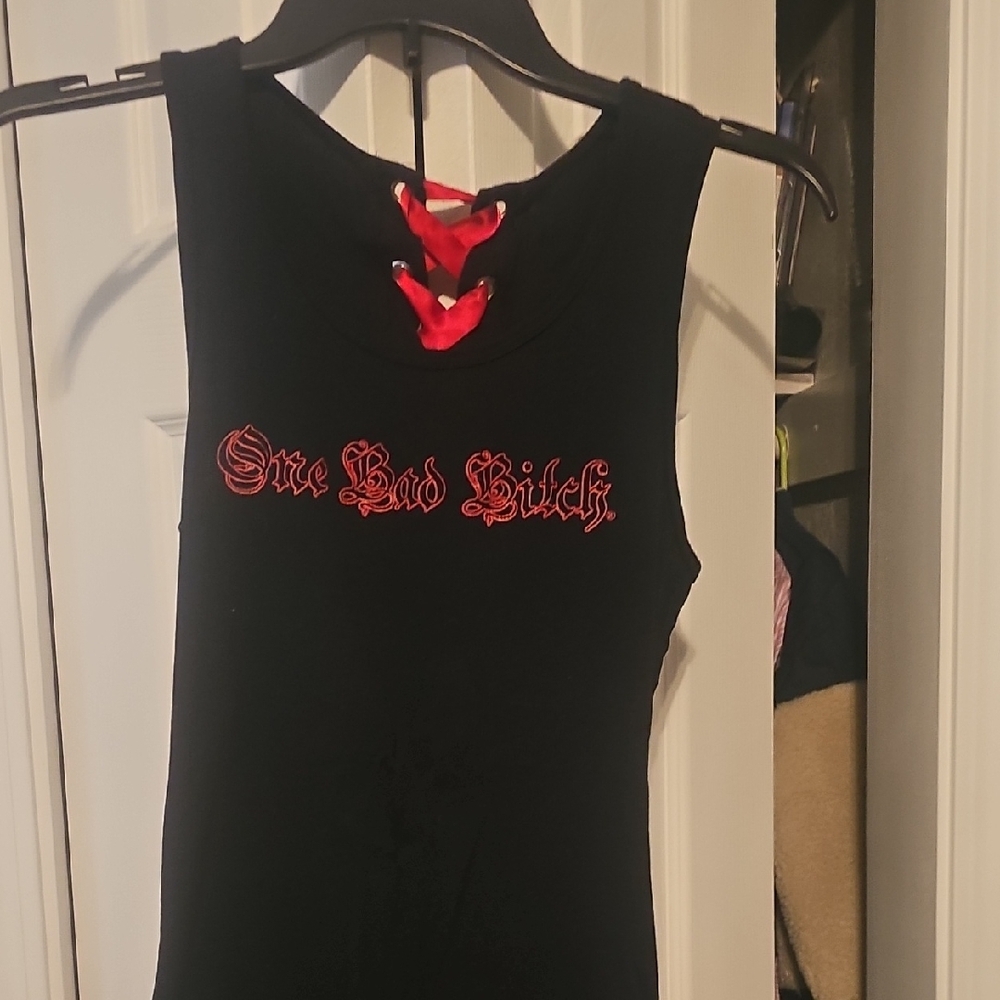 Black Tank Top with Red Accents
